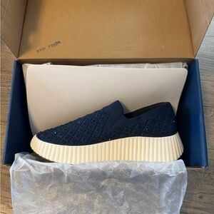 White Mountain Blue and Cream Loafers Slip-On Shoes